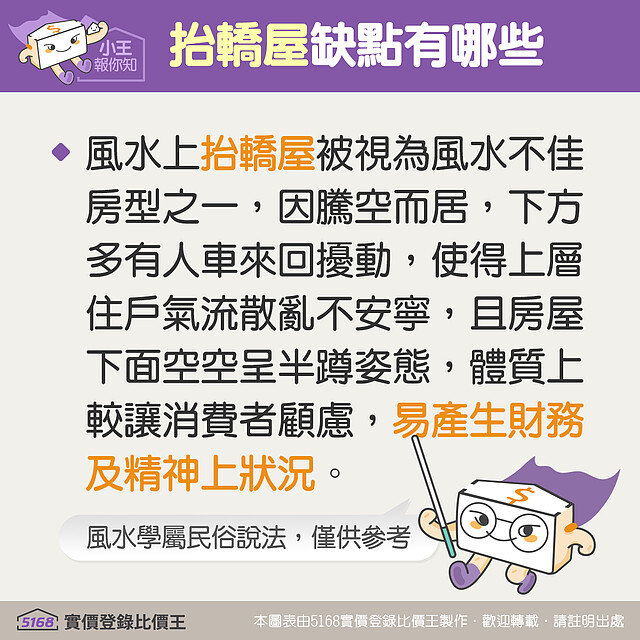 抬轎屋缺點:風水不佳 5168實價登錄比價王